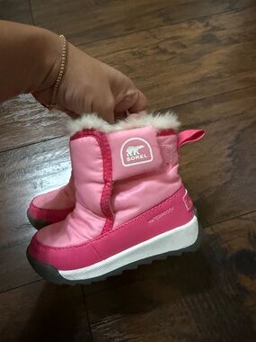 Sorel Toddler Waterproof Boots in Bright Pink